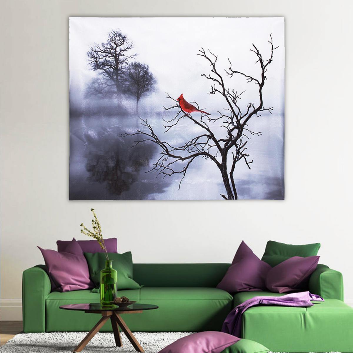 Modern Red Bird Tree Canvas Oil Printed Paintings Home Wall Art Decor Unframed Decorations