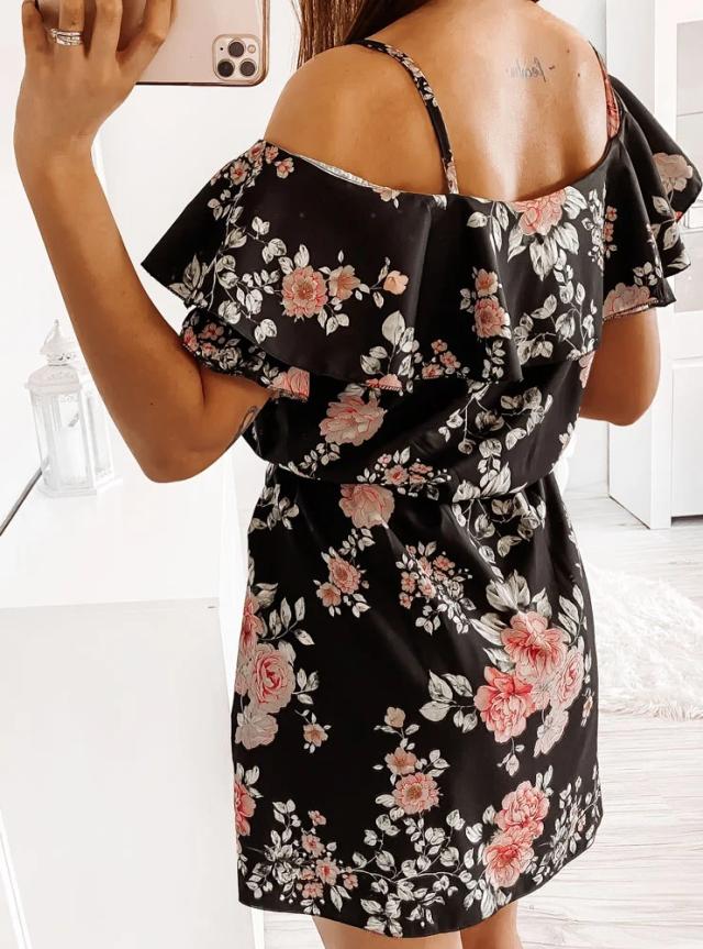 Fashion Sexy Sling Floral Waist Dress