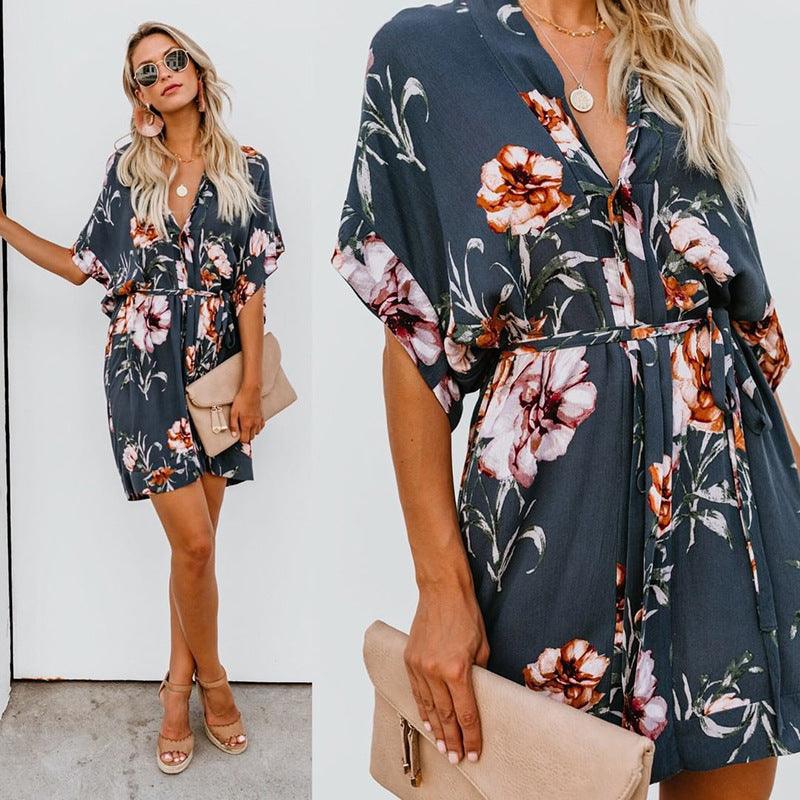 Printed V-neck dress