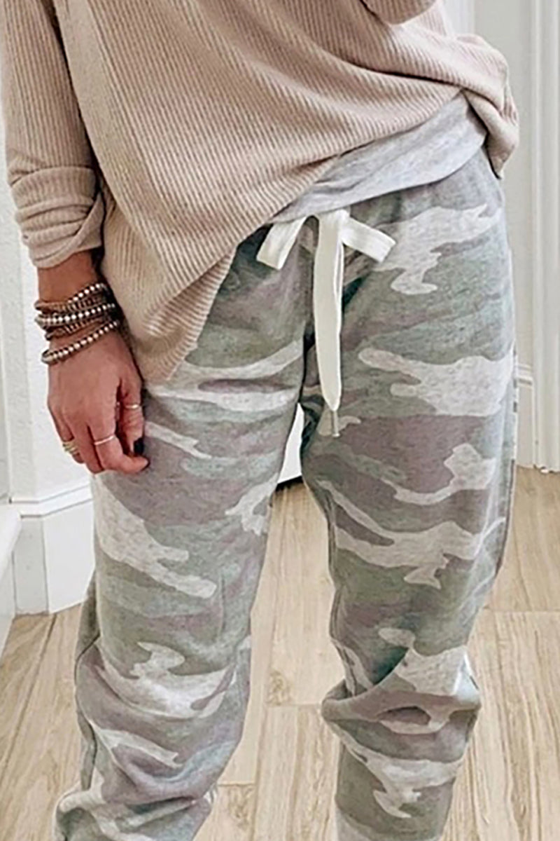 Camouflage Printed Drawstring Waist Pants