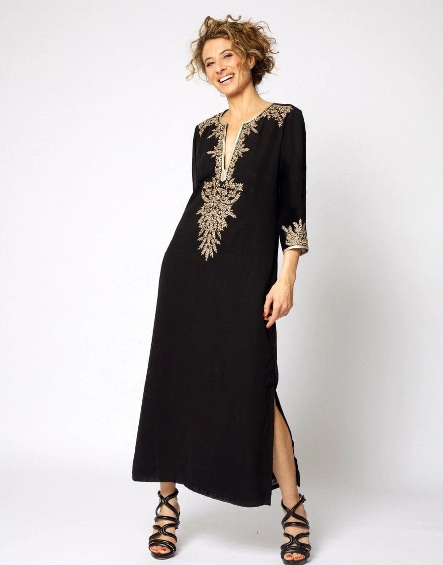 Beach blouse man cotton long sleeve embroidered robe resort dress