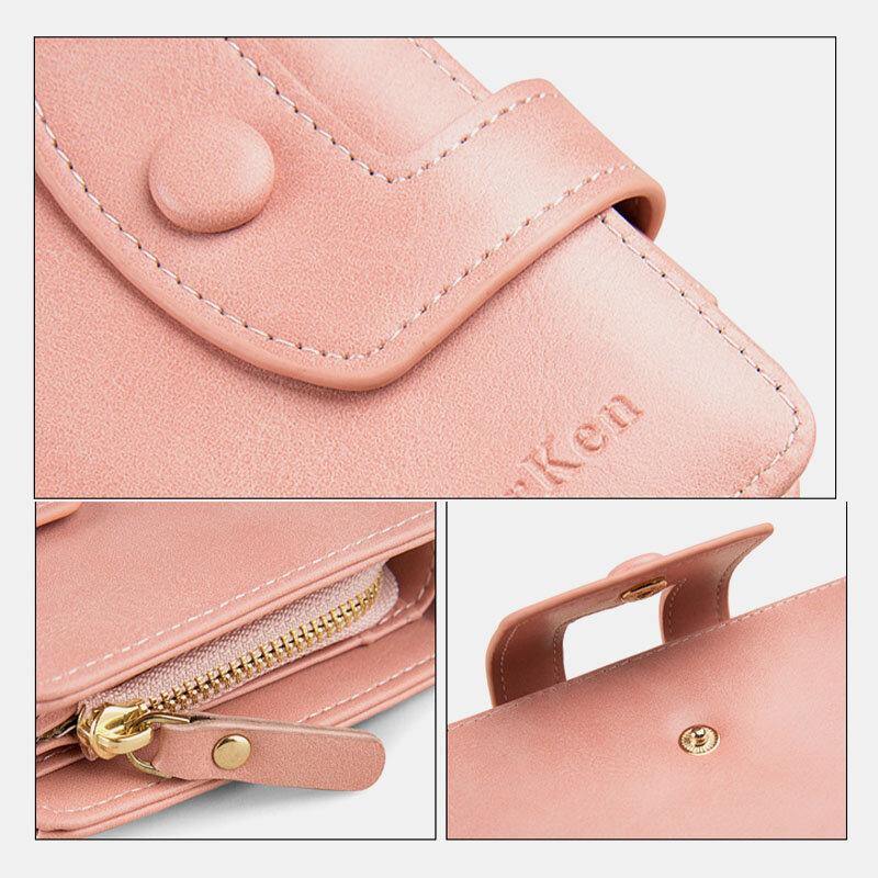 Women 10 Card Slots Solid Short Wallet Purse