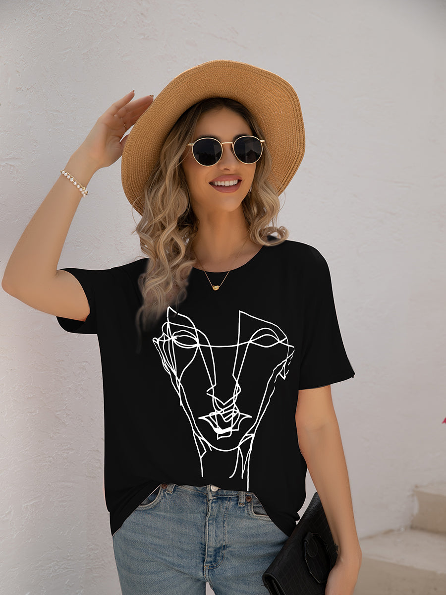 Women's T-Shirts Loose Printed Dolman Sleeve T-Shirt