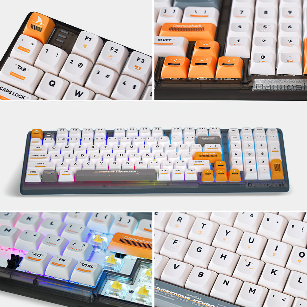 Darmoshark K7 Pro Hot-swappable RGB Wireless 2.4G Bluetooth Pbt 98 Keys Mechanical Gaming Keyboard