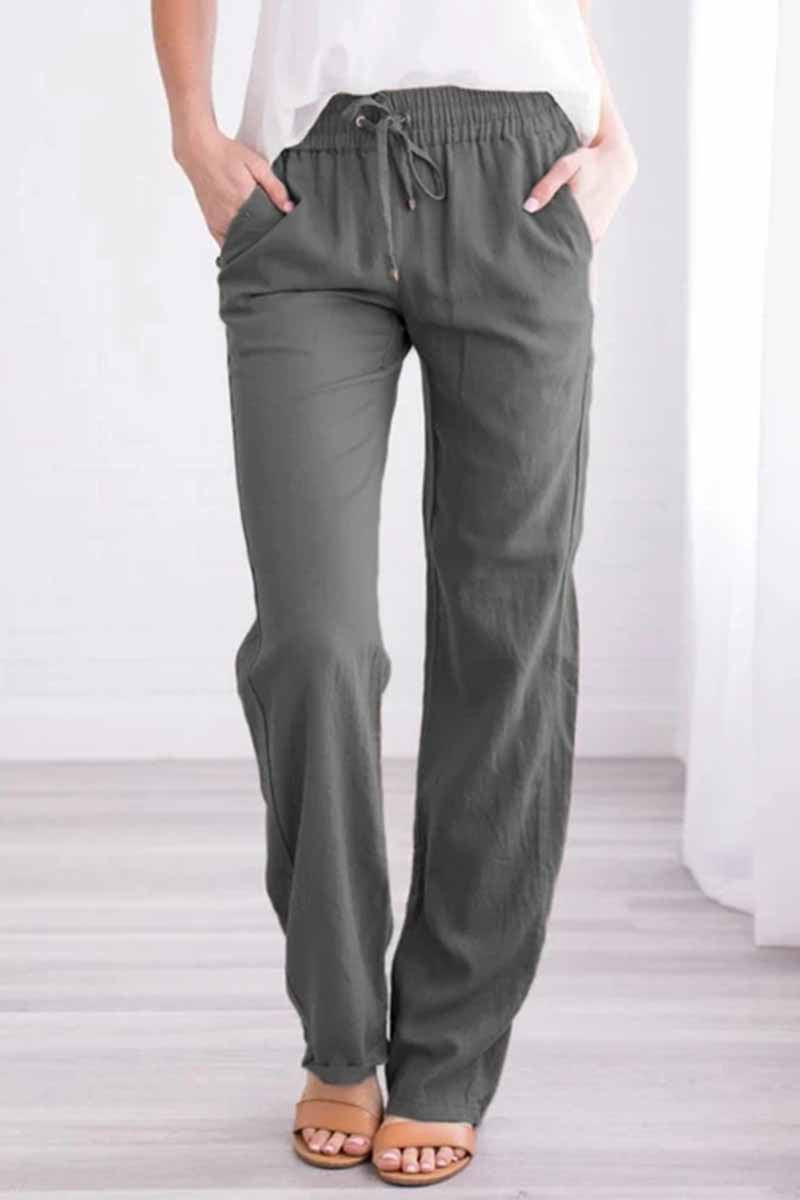 Pockets Drawstring Solid Loose Casual Fall Pants(6 Colors)