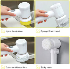 Kitchen Electric Spin Scrubber Rechargeable Cleaning Tools Brush with 3 Brush Heads