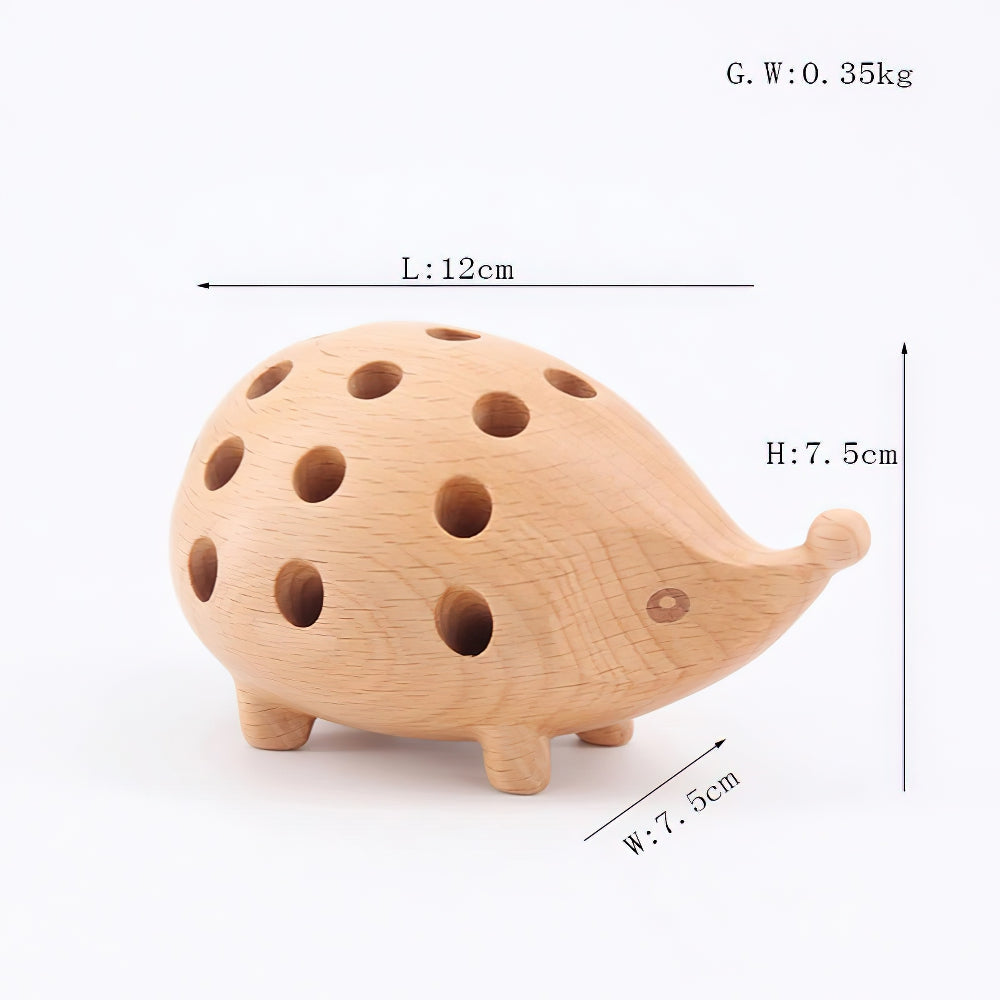 Wooden Handmade Hedgehog Pencil Holder