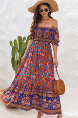 Bohemia Smocked Short Sleeve Maxi Dress