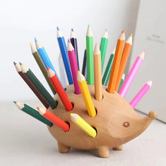 Wooden Handmade Hedgehog Pencil Holder