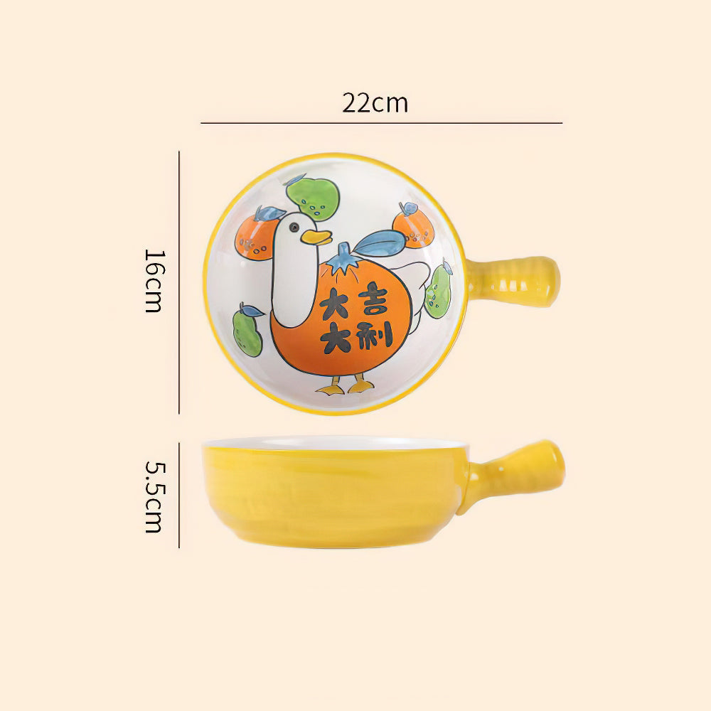 Cartoon Embossed Bowl With Handle