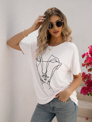 Women's T-Shirts Loose Printed Dolman Sleeve T-Shirt