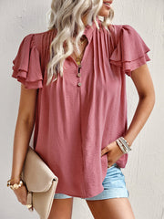 Women's T-Shirts Short Sleeve Elegant Ruffle T-Shirt