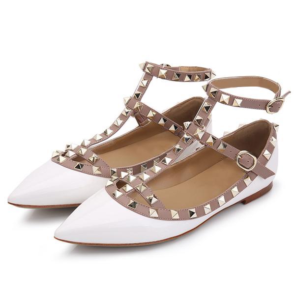 Womens Rivet T-Strap Flats Loafers