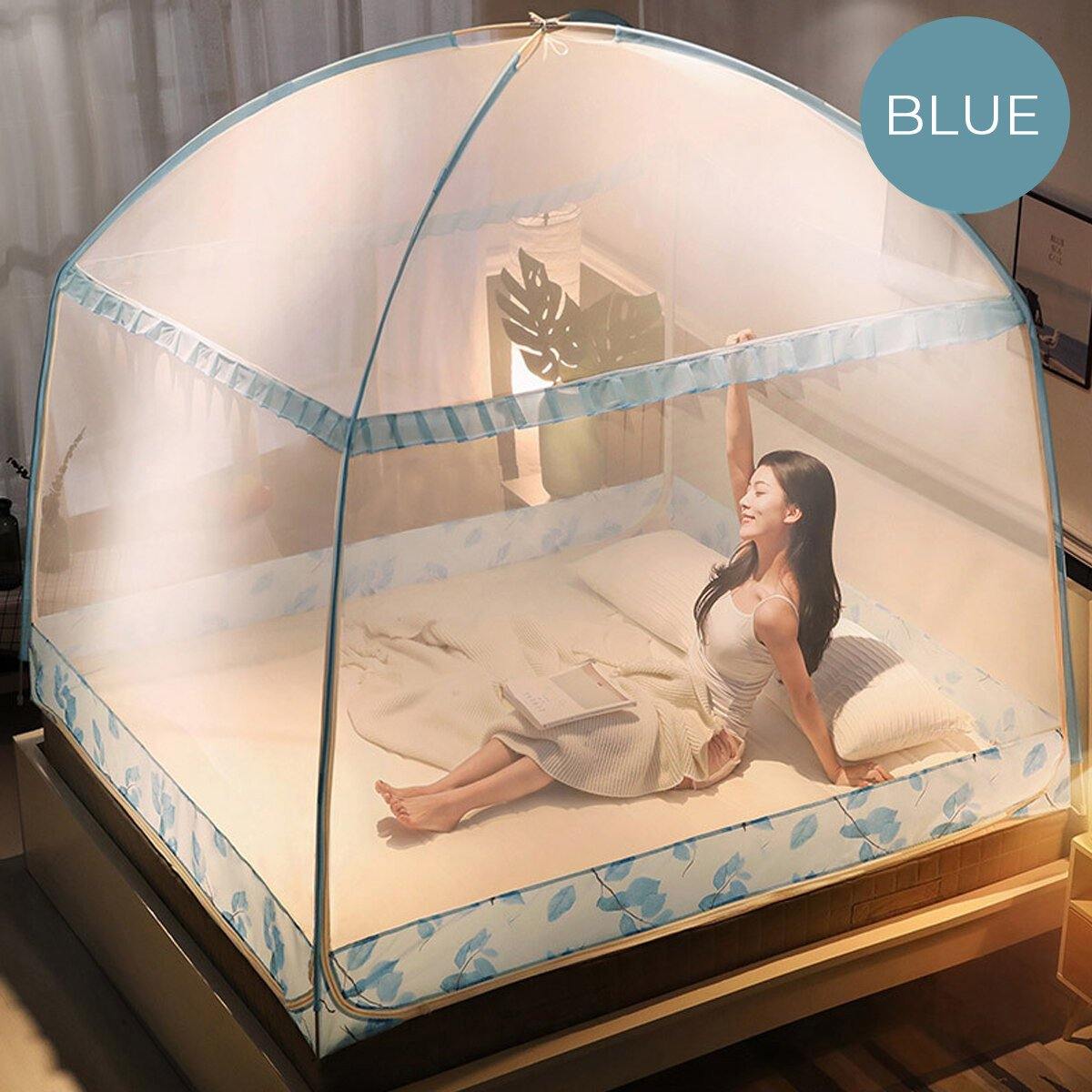 Bedroom Folding Mosquito Net Bed Free Standing Tent 3 Openings with Zippers