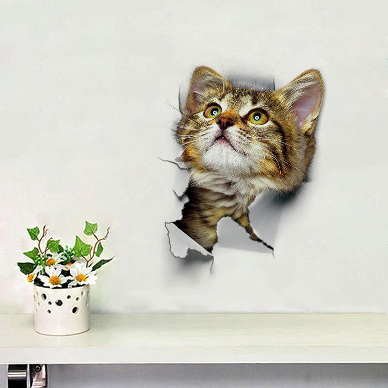 3D Cute Cat Wall Stickers Toliet Stickers  Decorations Creative Animal Wall Stickers Decorate Your Home Like A Makeup Artist