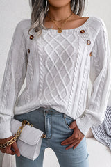 Lilipretty Sweet Life Button Cable Knit Sweater