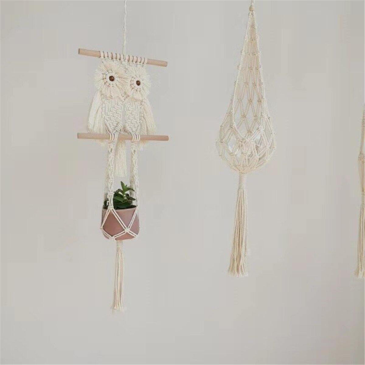 Macrame Plant Hanger Indoor Outdoor Hanging Planter Owl Stand Flower Pots