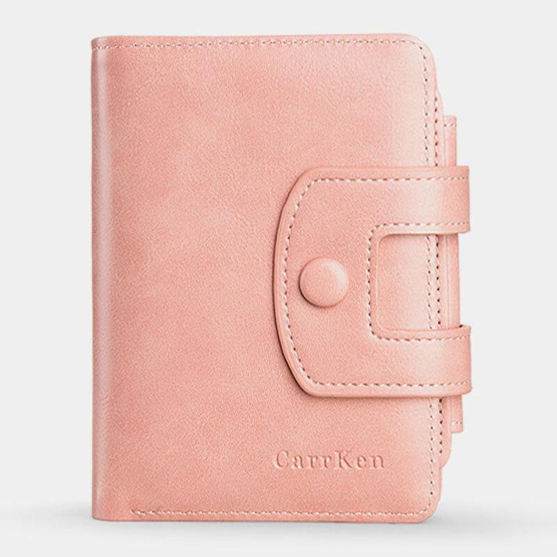 Women 10 Card Slots Solid Short Wallet Purse