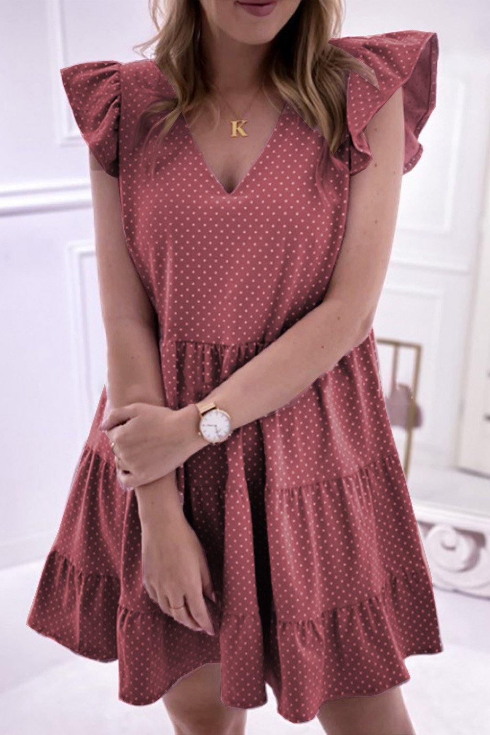 Swiss Dots Ruffle Dress