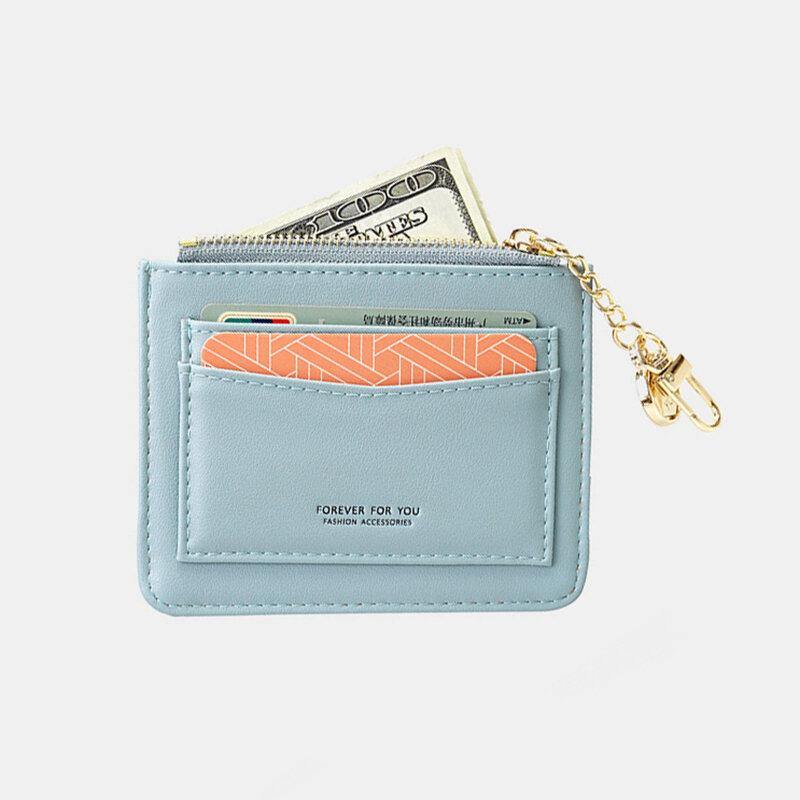 Women Solid 5 Card Slots Hardware Mini Wallet Purse