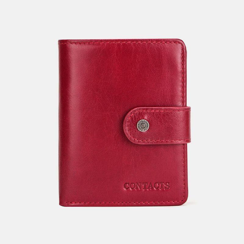 Women Genuine Leather RFID Multi-function Multi Card Slots Casual Solid Color Brief Card Holder Wallet