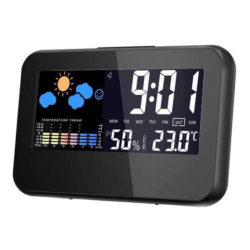 DC-002 Digitale Wetterstation, Thermometer, Hygrometer, Wecker, intelligente Sound-Kontrolluhr 