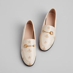 Klassische Damen-Loafer aus Leder mit Biene und Stern