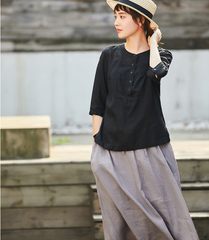 Casual Shirts Women Linen Tops WG961707