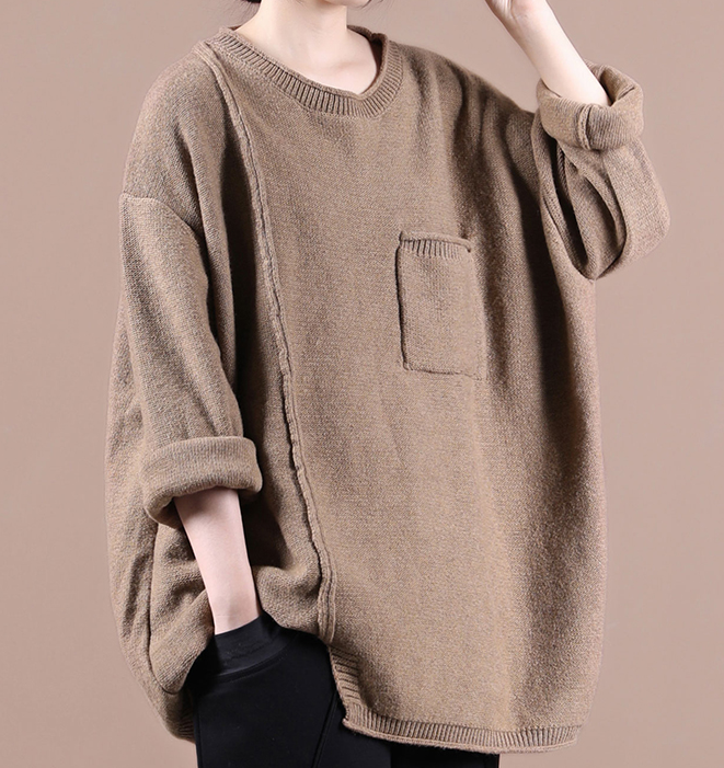 Khaki Loose Fall Women Cotton Tops Women Blouse Overall H9506