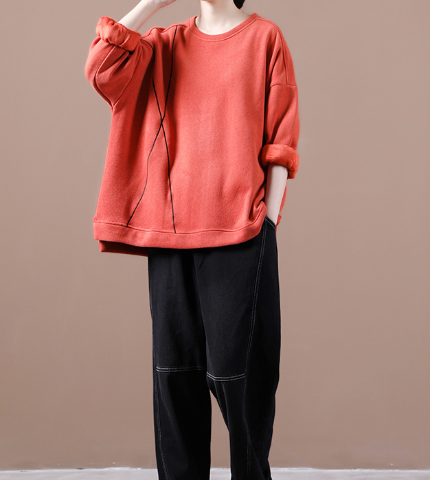 Loose Fall Women Cotton Tops Women Blouse H9506RED