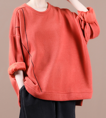 Loose Fall Women Cotton Tops Women Blouse H9506RED