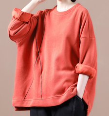 Loose Fall Women Cotton Tops Women Blouse H9506RED