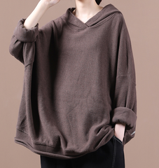 Hooded Loose Fall Women Cotton Tops Women Blouse H9506RED