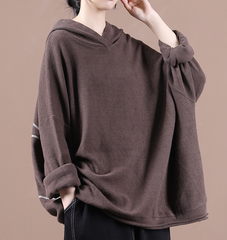 Hooded Loose Fall Women Cotton Tops Women Blouse H9506RED