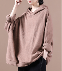 Hooded Loose Fall Women Cotton Tops Women Blouse H9506RED