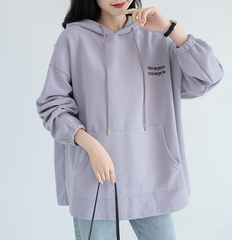 Hooded Fleece Loose Fall Women Cotton Tops Women Blouse H9506RED