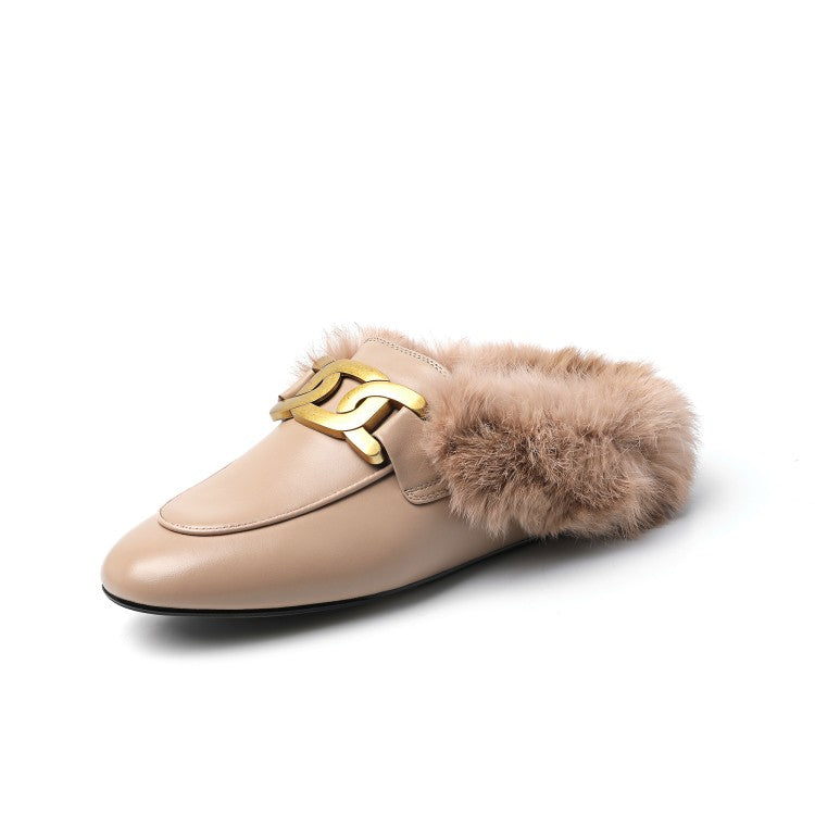 Furry Fur Slip on Mules Shoes