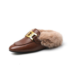 Furry Fur Slip on Mules Shoes