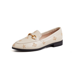 Klassische Damen-Loafer aus Leder mit Biene und Stern