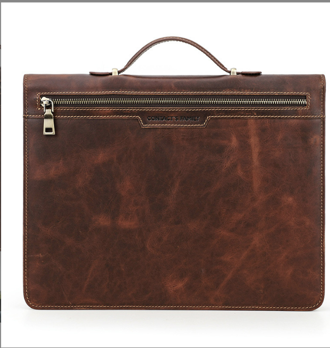 Men's Leather Portfolio,Personalized Business Briefcase, Card Package Folders, Name Engraving for Gift/9077