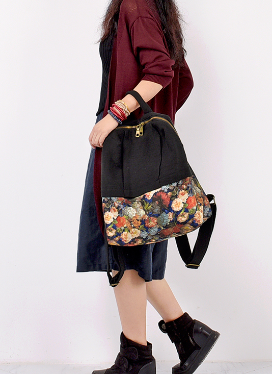 PatchWork Floral Large Casual Simple Women Travel Backpack Shoulder Bag 6335