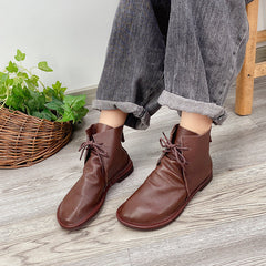 Womens Handmade Shoes Ankle Boots Retro Leather Short Boots