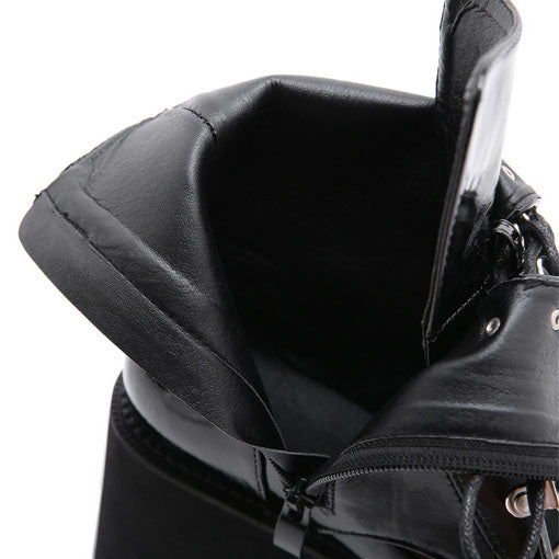 Gothic Lackleder Wrap Around Ketten Plateaustiefel