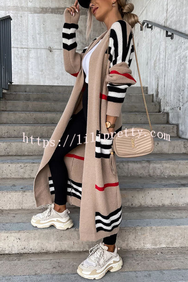 Lilipretty Miracles of Cozy Striped Midi Cardigan