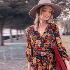 Dress long sleeve printed vintage maxi dress