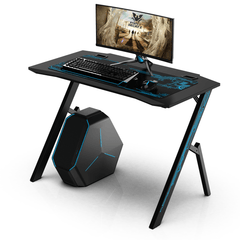 43.3" Minimalist Gaming Computer Desk Black Gamer Table with Mouse Pad for Home Office