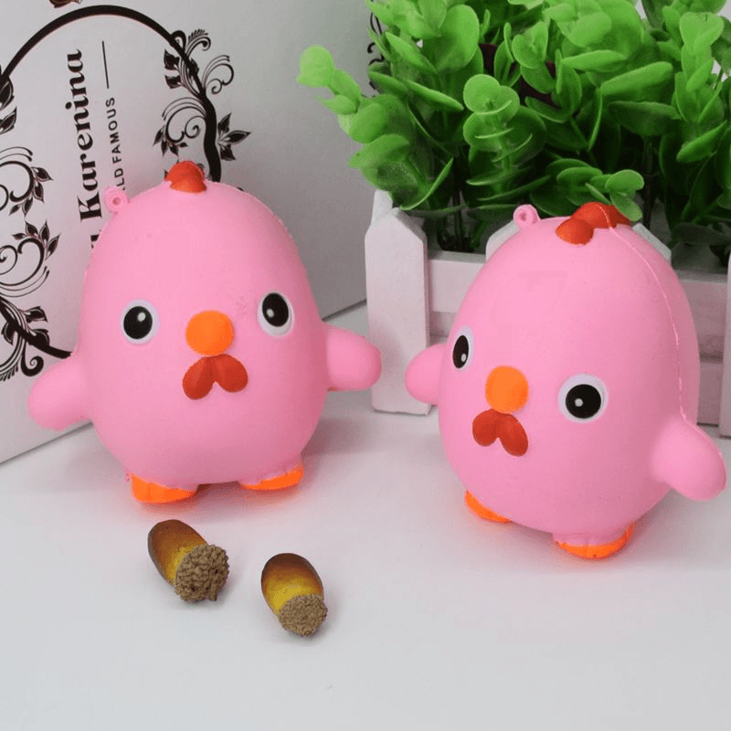 Squishy Pink Chicken Jumbo 10Cm Slow Rising Collection Gift Decor Soft Toy Phone Bag Strap