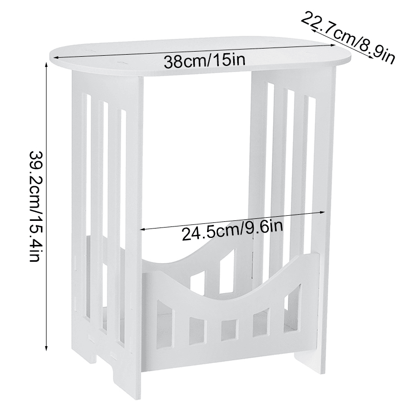 Moderner ovaler Sofa-Seiten-Couchtisch, Freizeit-Schreibtisch, Aufbewahrungsregal, weißer Balkon, Wohnzimmer