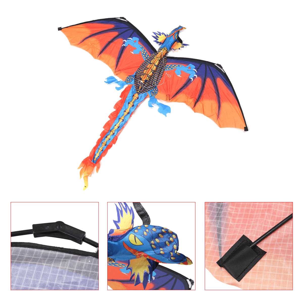 55 Inches Cute Classical Dragon Kite 140Cm X 120Cm Single Line Kite with Tail