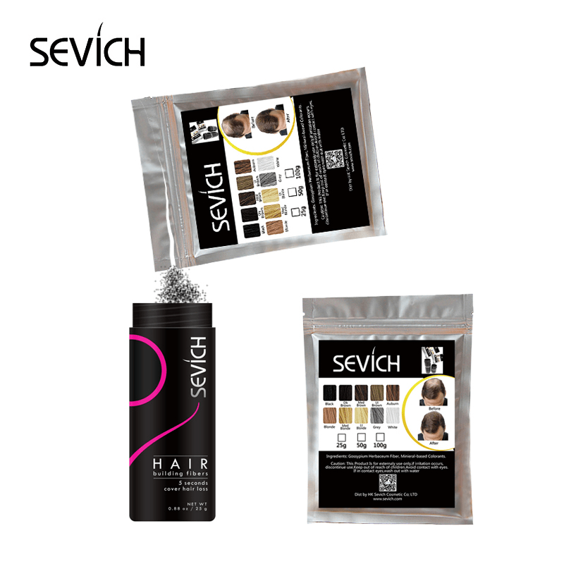 Sevich 50G Fibras para la construcción del cabello Producto corrector para la caída del cabello Extensión del cabello Polvo de fibra de queratina Crecimiento para el cuidado del cabello